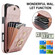 iPhone 17 Pro Rhombic Texture Card Bag Phone Case with Long Lanyard - Rose Gold