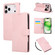iPhone 17 Pro Rose Flower Embossed 3-Card Slots Leather Phone Case - Pink