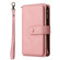 iPhone 17 Pro Skin Feel Multi Card Slots Zipper Wallet Leather Phone Case - Pink