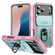 iPhone 17 Pro Sliding Camshield TPU + PC Phone Case with Holder - Green+Pink
