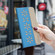 iPhone 17 Pro Splicing Color Hollow Flower Pattern RFID Leather Phone Case - Baby Blue
