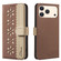 iPhone 17 Pro Splicing Color Hollow Flower Pattern RFID Leather Phone Case - Brown