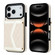 iPhone 17 Pro Splicing Rhombic Texture Card Bag Phone Case with Long Lanyard - Beige