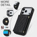 iPhone 17 Pro Splicing Rhombic Texture Card Bag Phone Case with Long Lanyard - Black