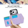 iPhone 17 Pro Splicing Rhombic Texture Card Bag Phone Case with Long Lanyard - Purple