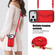 iPhone 17 Pro Splicing Rhombic Texture Card Bag Phone Case with Long Lanyard - Red
