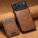 iPhone 17 Pro Suteni H15 MagSafe Oil Eax Leather Detachable Wallet Back Phone Case - Brown