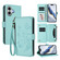 iPhone 17 Butterfly Love Flower Multi-card Zipper Wallet Leather Phone Case - Mint Green
