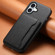 iPhone 17 Calf Texture Card Bag Design Full Coverage Phone Case - Black