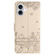 iPhone 17 Cat Embossing Pattern Leather Phone Case with Lanyard - Beige