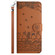 iPhone 17 Cat Embossing Pattern Leather Phone Case with Lanyard - Brown