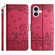 iPhone 17 Cat Embossing Pattern Leather Phone Case with Lanyard - Red