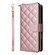 iPhone 17 Crossbody Rhombic Zipper Tower Buckle Leather Phone Case with Lanyard - Rose Gold