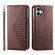 iPhone 17 Cubic Grid Calf Texture Magnetic Leather Phone Case - Brown