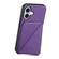 iPhone 17 D04 Calf Texture Dual Card Slot Holder Phone Case - Purple