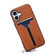 iPhone 17 Denior D07 DV Elastic Card Slot PU Back Cover Phone Case - Brown