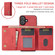 iPhone 17 DG.MING M1 Series 3-Fold Multi Card Wallet Leather Phone Case - Red