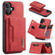 iPhone 17 DG.MING M2 Series 3-Fold Card Bag Wallet Leather Phone Case - Red