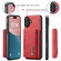 iPhone 17 DG.MING M2 Series 3-Fold Card Bag Wallet Leather Phone Case - Red