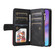 iPhone 17 Dual-color 9 Card Slots Zipper Wallet Leather Phone Case - Black