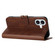 iPhone 17 Embossed Happy Cat Pattern Flip Leather Phone Case - Brown