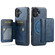 iPhone 17 Fierre Shann Oil Wax Cow Leather Card Holder Back Phone Case - Blue