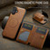 iPhone 17 Fierre Shann Oil Wax Cow Leather Card Holder Back Phone Case - Brown
