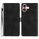 iPhone 17 Flower Butterfly Embossing Pattern Leather Phone Case - Black