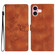 iPhone 17 Flower Butterfly Embossing Pattern Leather Phone Case - Brown
