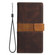 iPhone 17 Grid Stitching Leather Phone Case with Lanyard - Brown