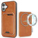 iPhone 17 Kalebol Slim MagSafe Ring Magnetic Card Bag Leather Phone Case - Brown
