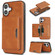 iPhone 17 Kalebol Strong MagSafe Magnetic Two-Fold Card Bag Leather Phone Case - Brown