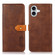 iPhone 17 KHAZNEH Dual-color Cowhide Texture Flip Leather Phone Case - Brown