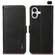 iPhone 17 KHAZNEH Side-Magnetic Litchi Genuine Leather RFID Case - Black