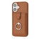 iPhone 17 Litchi Texture Drawing Card Bag Ring Holder Phone Case - Brown