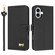 iPhone 17 Metal Bow Leather Phone Case with Hand Strap - Black