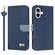iPhone 17 Metal Bow Leather Phone Case with Hand Strap - Dark Blue