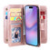 iPhone 17 Multi-Function Wallet 10 Card Slots Leather Phone Case - Rose Gold