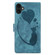 iPhone 17 Pen Heart Cat Embossed Leather Phone Case - Blue