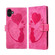 iPhone 17 Pen Heart Cat Embossed Leather Phone Case - Pink