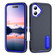 iPhone 17 Rugged PC + Silicone Phone Case with Holder - Dark Blue+Royal Blue