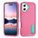 iPhone 17 Rugged PC + Silicone Phone Case with Holder - Rose Red+Light Green
