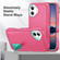 iPhone 17 Rugged PC + Silicone Phone Case with Holder - Rose Red+Light Green