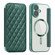 iPhone 17 Shield Magsafe RFID Anti-theft Rhombus Leather Phone Case - Green