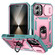 iPhone 17 Sliding Camshield TPU + PC Phone Case with Holder - Green+Pink
