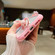 iPhone 17 Solid Color Edge Transparency Acrylic TPU Phone Case with Wrist Strap - Pink