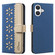 iPhone 17 Splicing Color Hollow Flower Pattern RFID Leather Phone Case - Dark Blue