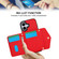iPhone 17 Splicing Rhombic Texture Card Bag Phone Case with Long Lanyard - Red