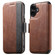 iPhone 17 Suteni Q07 2-in-1 Multi-function Detachable Wallet MagSafe Phone Case - Brown