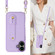 iPhone 17 Wristband Vertical Flip Wallet Back Cover Phone Case with Long Lanyard - Purple